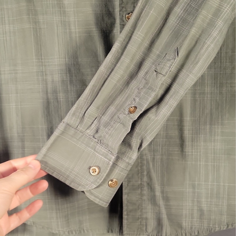 Haggar Men's LT Plaid Gray Woven Cotton/Poly Button-Down Shirt Pockets - Picture 5 of 13